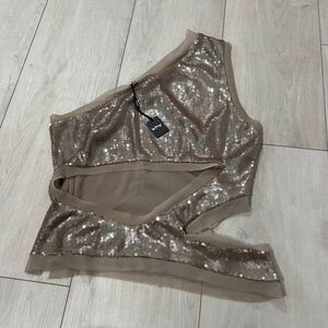 Khy by Kylie Jenner Women's Gold and Brown Crop-top size L
